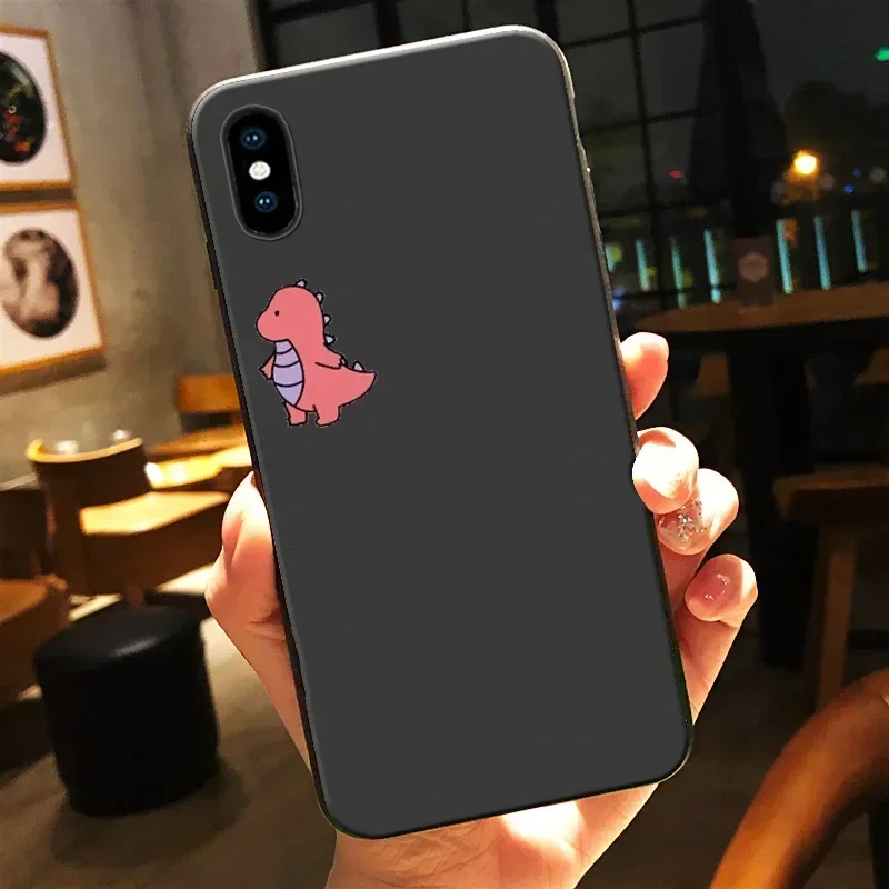Cartoon Dinosaur Couple Silicone Phone Case - Soft and Stylish Cover