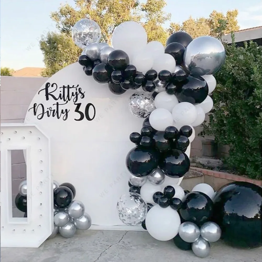 

Latex Metal Silver Black Balloon Chain Arch Set Decoration for Children's First Anniversary New Year Gender Disclosure Wedding
