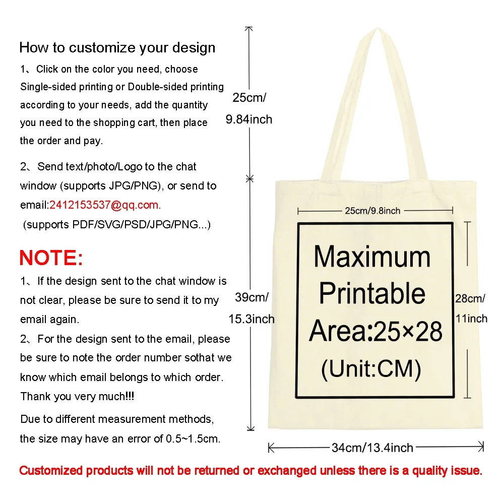 Add Your Logo Customizable Canvas Tote Bag Large Women's Designer Handbags  Shopping Bags for Groceries Fabric Shopper Cloth 2