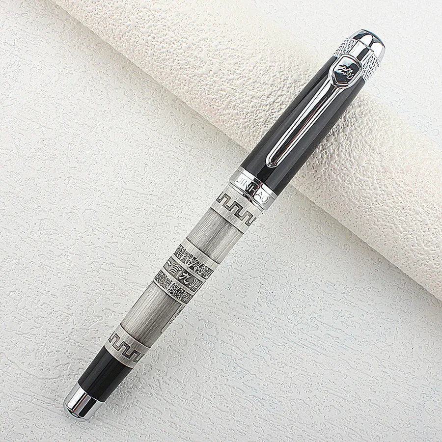 Jinhao 189 Fountain Pen Fine Chinese Style Fountain Pen Great Wall Pattern Silver Metal Office Ink Pen