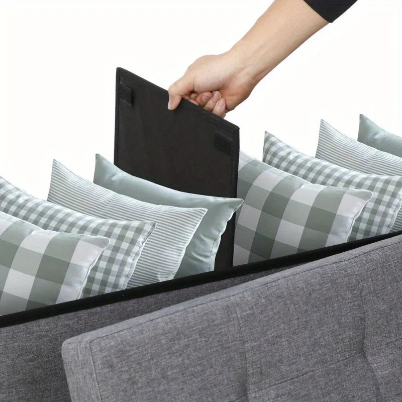 43" Folding Fabric Ottoman Storage Bench Toy Chest Box Footrest Stools With Lid