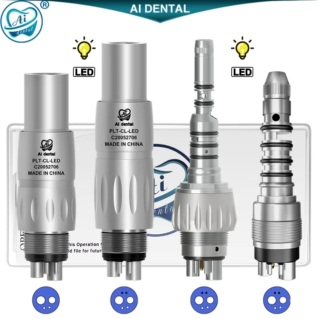 AI-N/KCL Dental Quick Coupling Spare Parts 2/4/6 Hole Air Turbine High Speed Connector with Self Generator LED for Dentist Chair