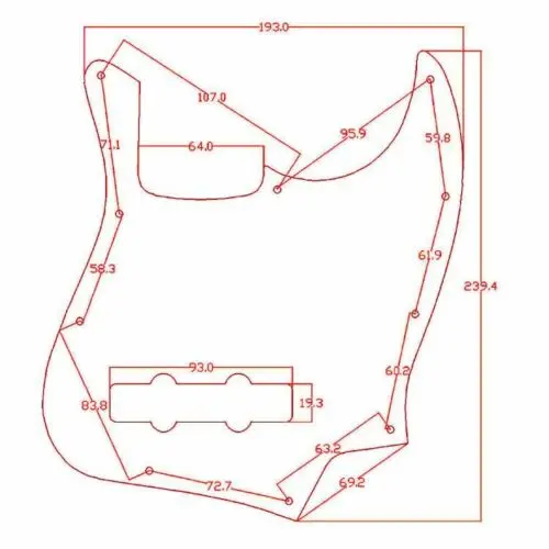 Dopro 4 String Jazz Bass J Bass Plastic Pickguard JB Scratch Plate for American/Mexican FD Jazz Black/White Grid