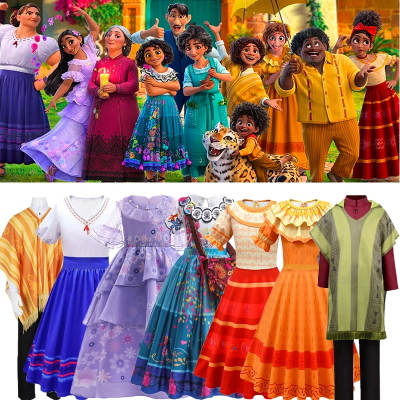 

Encanto Disney Isabella Mirabel Princess Dress Girl Costume Bruno Camilo Cosplay For Halloween Party Christmas Vestidos Clothes