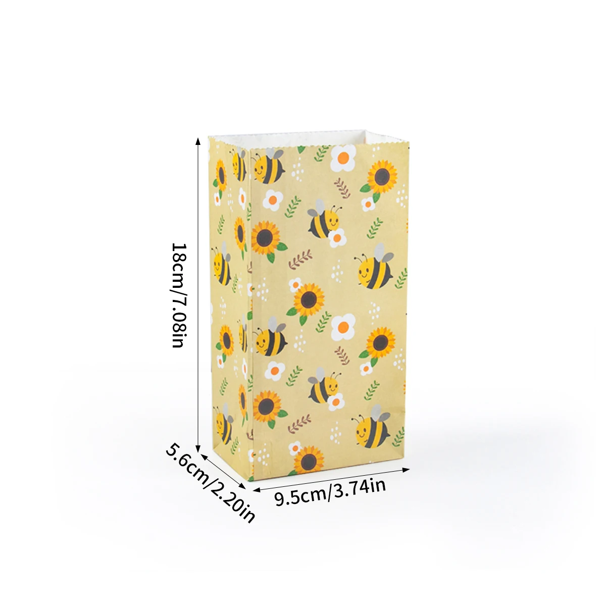 10/20PCS Yellow Bee Gift Bags – Cute Bee and Sunflower Print Paper Bags for Birthday Pa... - SKU YBGB2043 - UGI Packaging