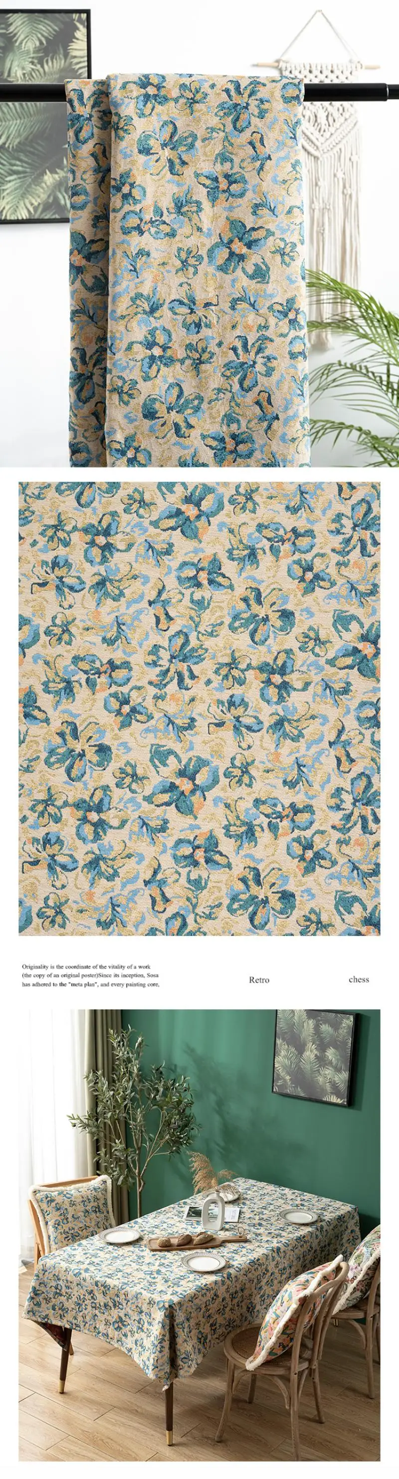 148x100cm Jacquard Sofa Stoff Tuch Pastoralen Stil Polyester Baumwolle Tücher DIY Sofa Abdeckung Tischdecke Stoffe Nähen liefert – Detail 7
