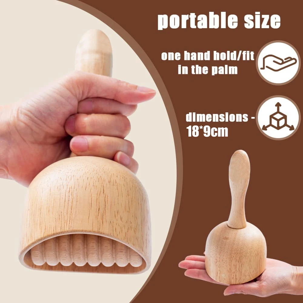 1PCS Wood Therapy Swedish Massage Cup with Roller, Handheld Wooden Massage Cup, Wood Cupping Therapy Massage Tool,Anti-Cellulite BEST SELLERS