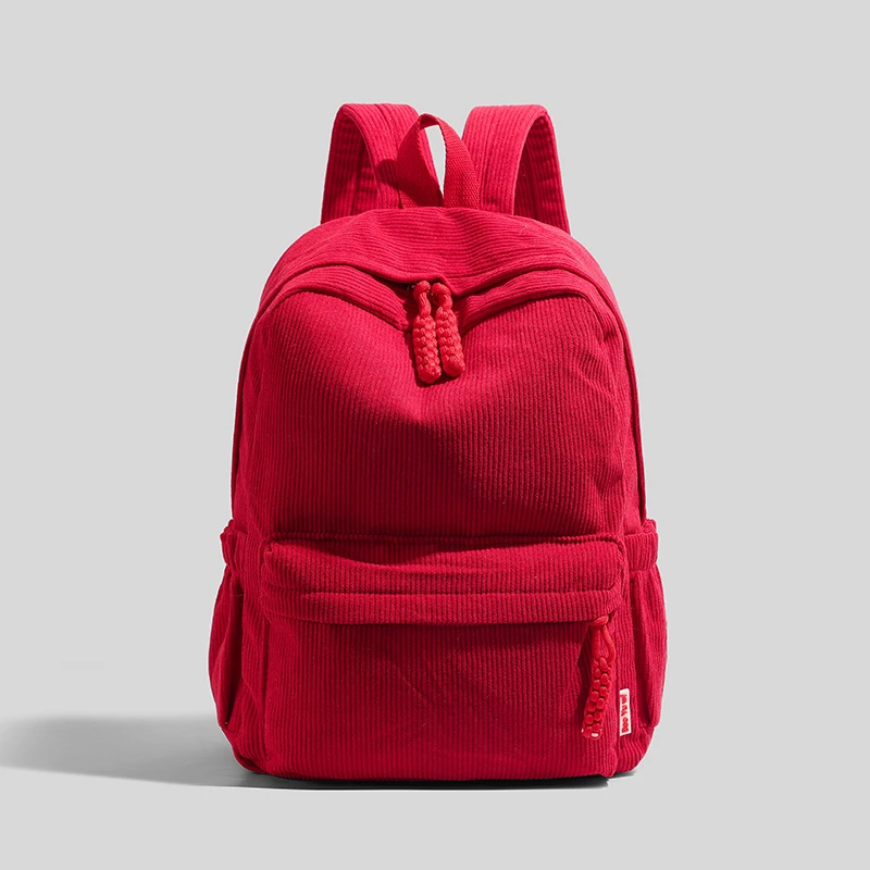 תיק גב נשים בסגנון אופנתי, עשוי מחומר קורדורוי בנפח גדול, פשוט ועמיד, תיק נסיעות רגיל, תיק סטודנטים