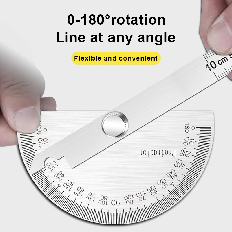 180 Degree Protractor Metal Angle Finder Goniometer Stainless Steel