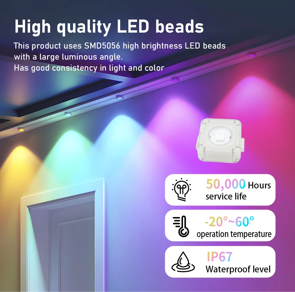Strisce LED RGB Permanenti Per Esterno IP67 | 15,2 Metri Con App E Telecomando | 112 Colori E Musica | Decorazioni Natalizie E Giardino - 2