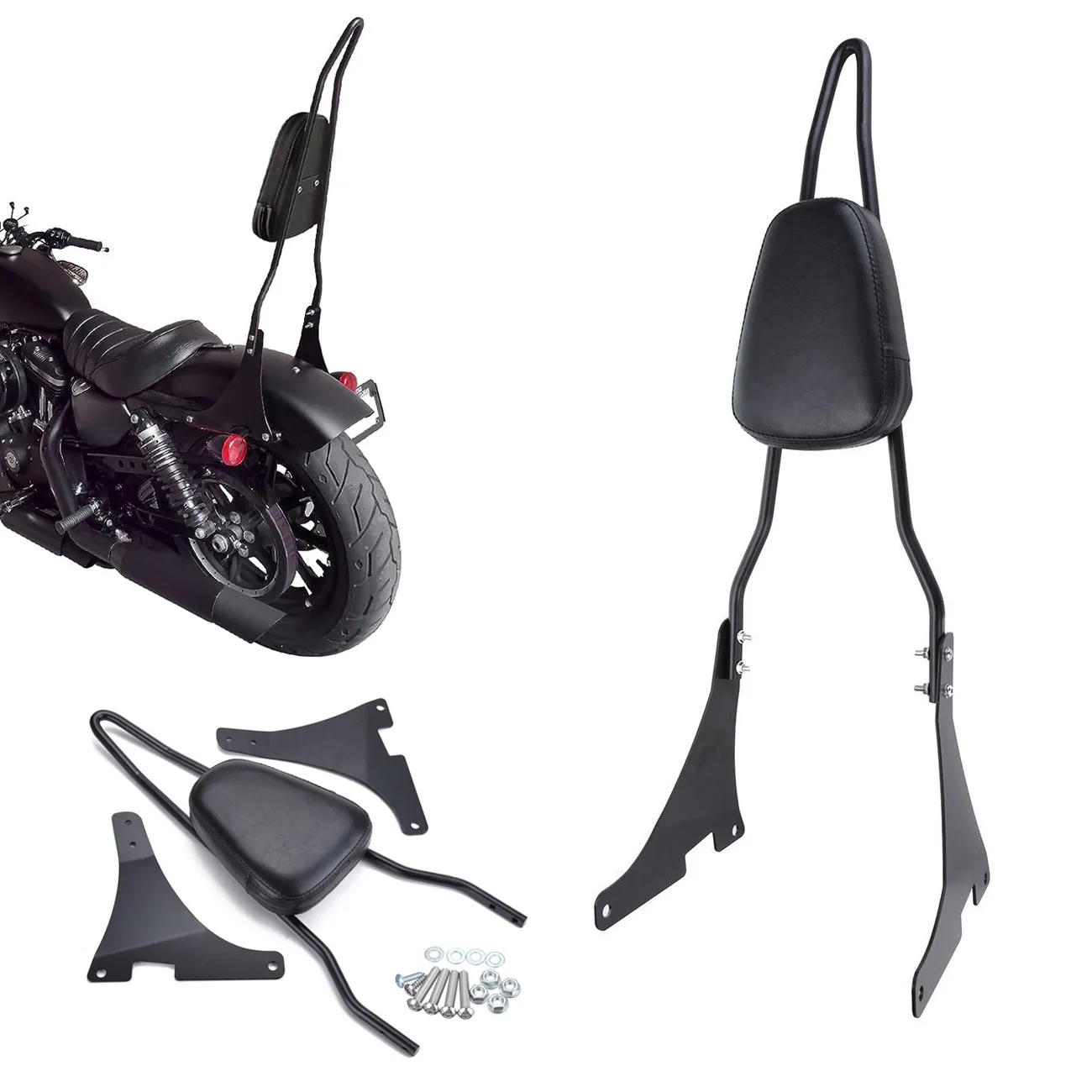 Samger Moto Sissy Bar Schienale Passeggero Posteriore Nero Sissy Bar Staccabile Per Harley Davidson Sportster Xl 1200 883 2004-Up