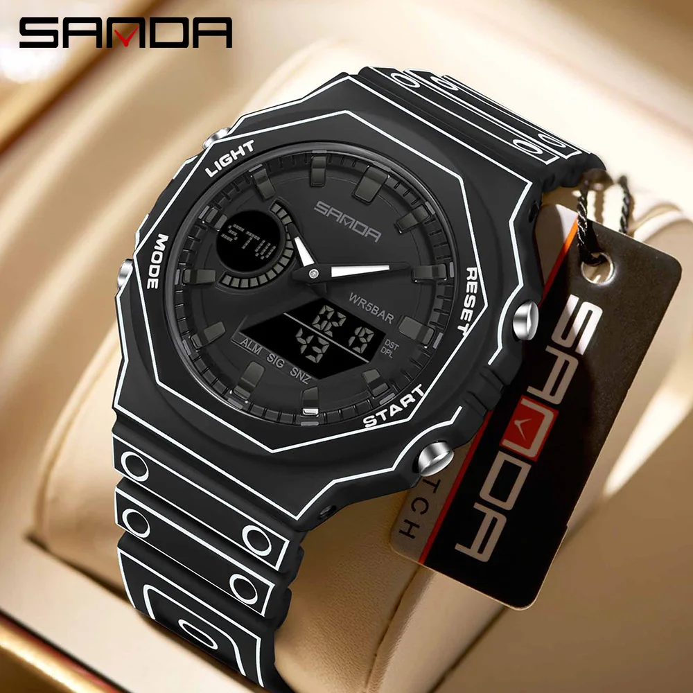 Dual Display Luminous Wristwatch with Stopwatch and Alarm
