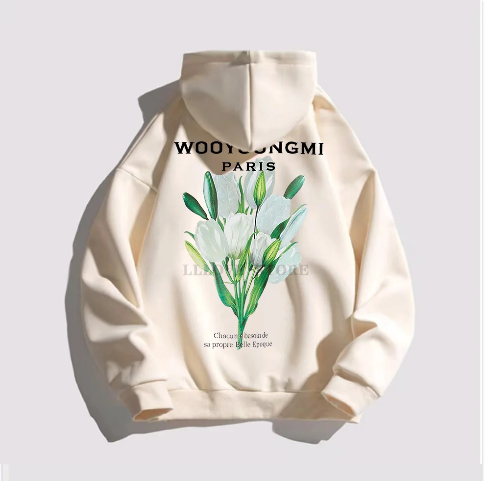 우영미 Men's Hoodie Tulip Print Flower Cotton Wooyoungmi Casual Long Sleeve  Sweatshirt Women Autumn Loose Korean Style Tide Brand - AliExpress