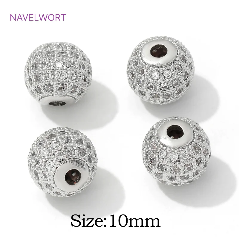 Runde Abstandsperlen aus 18 Karat vergoldetem Messing mit losen Zirkonperlen für die Schmuckherstellung, Trenner für Perlen, DIY-Armbandzubehör – Detail 36