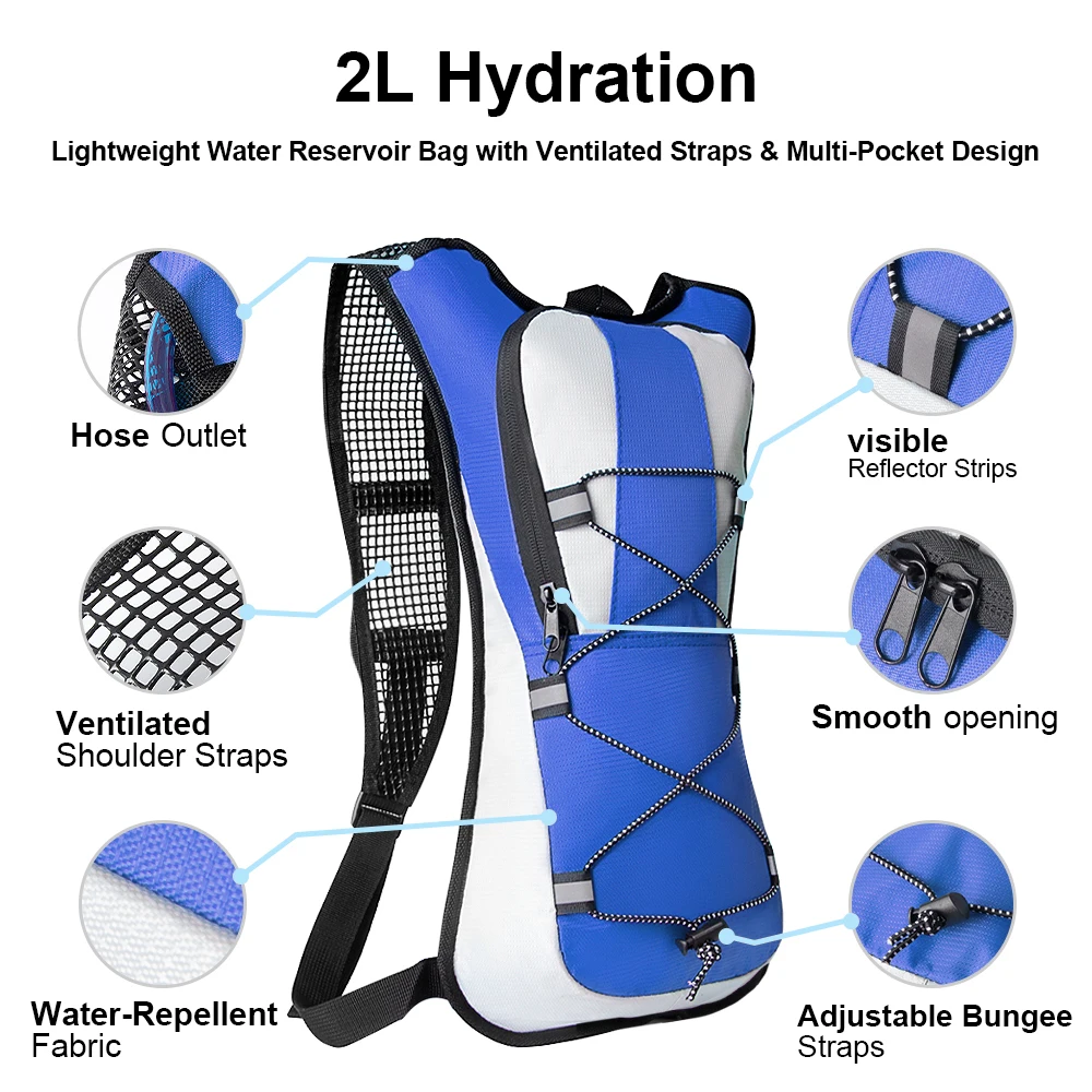 Hydration Backpack Hydration Pack with 2L Water Bladder, Lightweight Insulation Water Backpack for CyclingHiking,RunningClimbing
