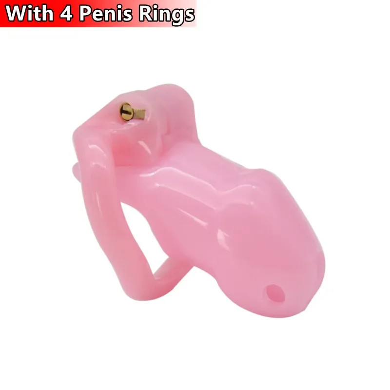 Penis Chastity Cage Sex Toys Resin Male With 4 Penis Rings Chastity Lock for Men 18+
