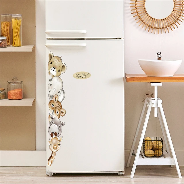 Rajzfilm Ajtó Matricák Erdei Állat Zsiráf Elefánt Fali Gyerekszobáknak Baba Óvodai Szoba Otthoni Dekoráció Vinil - Image 4
