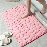 1pc Memory Foam Embossed Velvet Carpet Bathroom Living Room Non-Slip Mat Cobblestone Floor Mat Home Furnishings 1