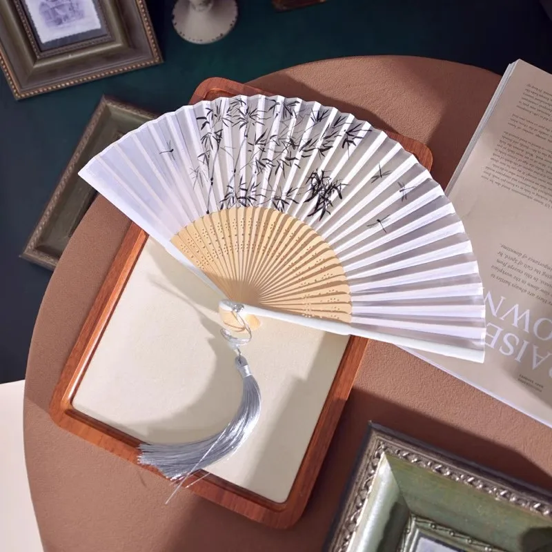 6Inch Chinese Vintage Folding Fan Handmade Small Fan for Women Hanfu Dance Cheongsam Summer Gift Portable Classic Retro Hand Fan