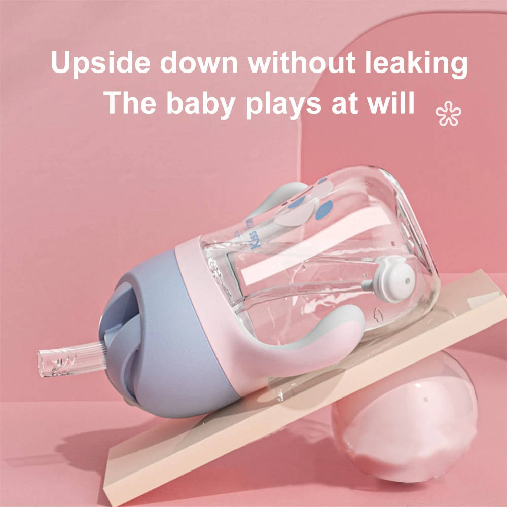 240ML baby bottles feeding bottle baby wide-caliber milk bottle with straw handle newborn straw BPA free