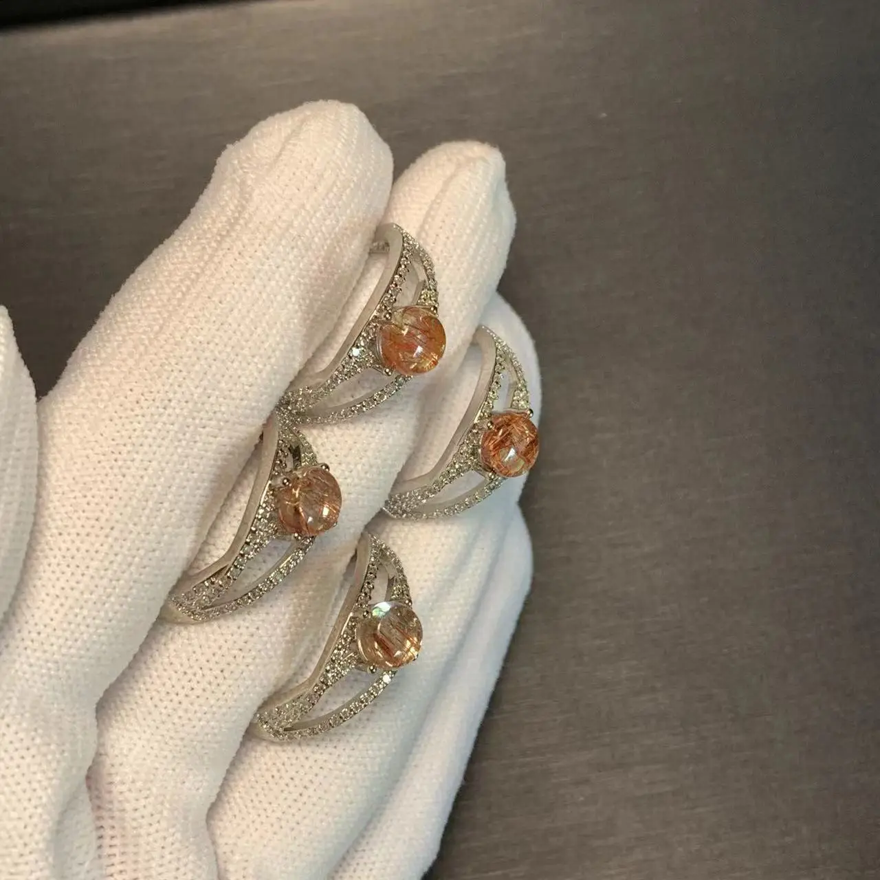 MM Natural RED Gold Rutilated Quartz Ring Adjustable Female Jewelry for Women Gift Wholesale High Quality Vintage Fine