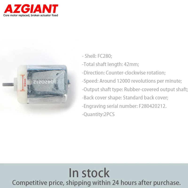 AZGIANT 2PCS High Speed FC280 Counter-clockwise Rotation Motor 42mm Shaft Length 12000 RPM DIY Electric Motors azgiant 10pcs fc280 stamped shell motor clockwise rotation total 42mm shaft length diy electric motor