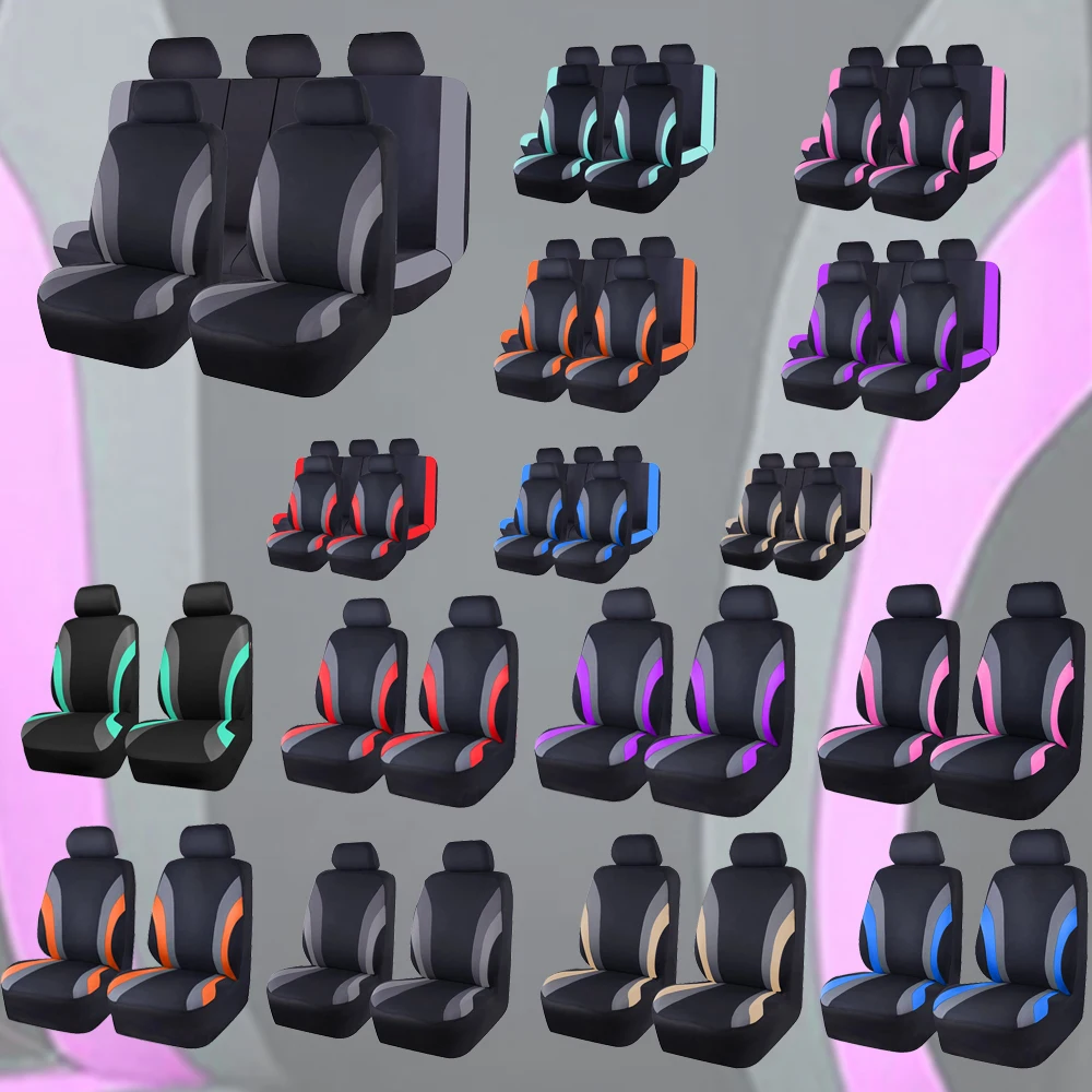 Fundas de Asiento Universales de Tela de Poliéster con Diseño Deportivo AUTOKING para Autos, SUV, Camionetas y Furgonetas, Accesorios Interiores para Autos
