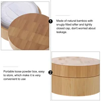 30ml Empty Powder Case Wooden Powder Case Make-up Sponge Holder with Lids and Powder Puff makeup powder jar 2