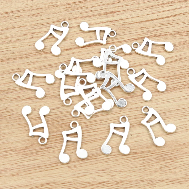 20pcs 17x11mm 매력 음표 티벳 실버 도금 펜던트 골동품 보석 만들기 DIY 수제 공예