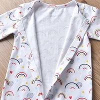 Spring Autumn Newborn Infant Baby Girls Clothes Rainbow Printed Thin Cotton Toddler Girls Long Sleeve Romper Jumpsuit + Headband 3