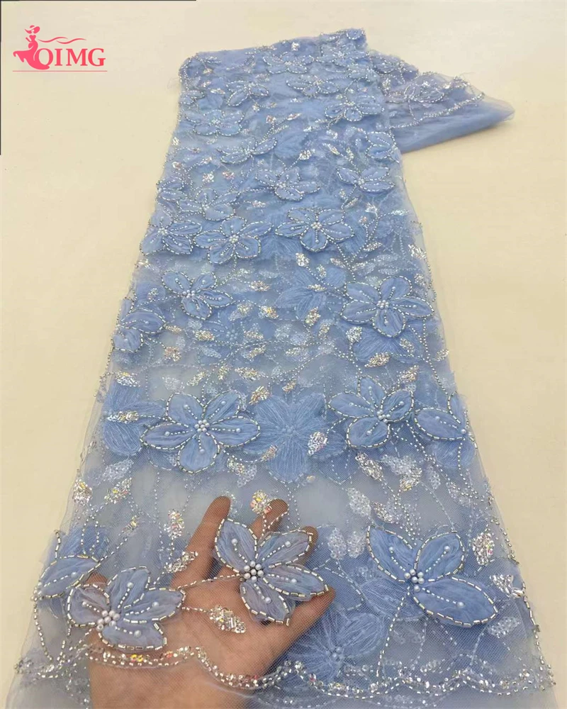 

OIMG высококачественное нигерийское красивое кружево из бисера новейшая Роскошная африканская французская Тюль с вышивкой блестками кружевная ткань для вечернего платья