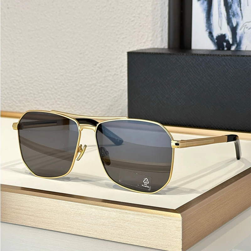 

2024 New Arrive Gold Pilot Sunglasses Male PRA86S Cool Double Bridge Square Solar Sunnies INS Fashion Alloy Sunnies Men
