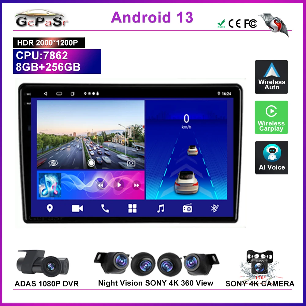 

Carplay Android 12 For VW Volkswagen Touareg 2003 - 2010 IPS Multimedia Video Stereo Car No 2Din DVD player Screen Radio Audio