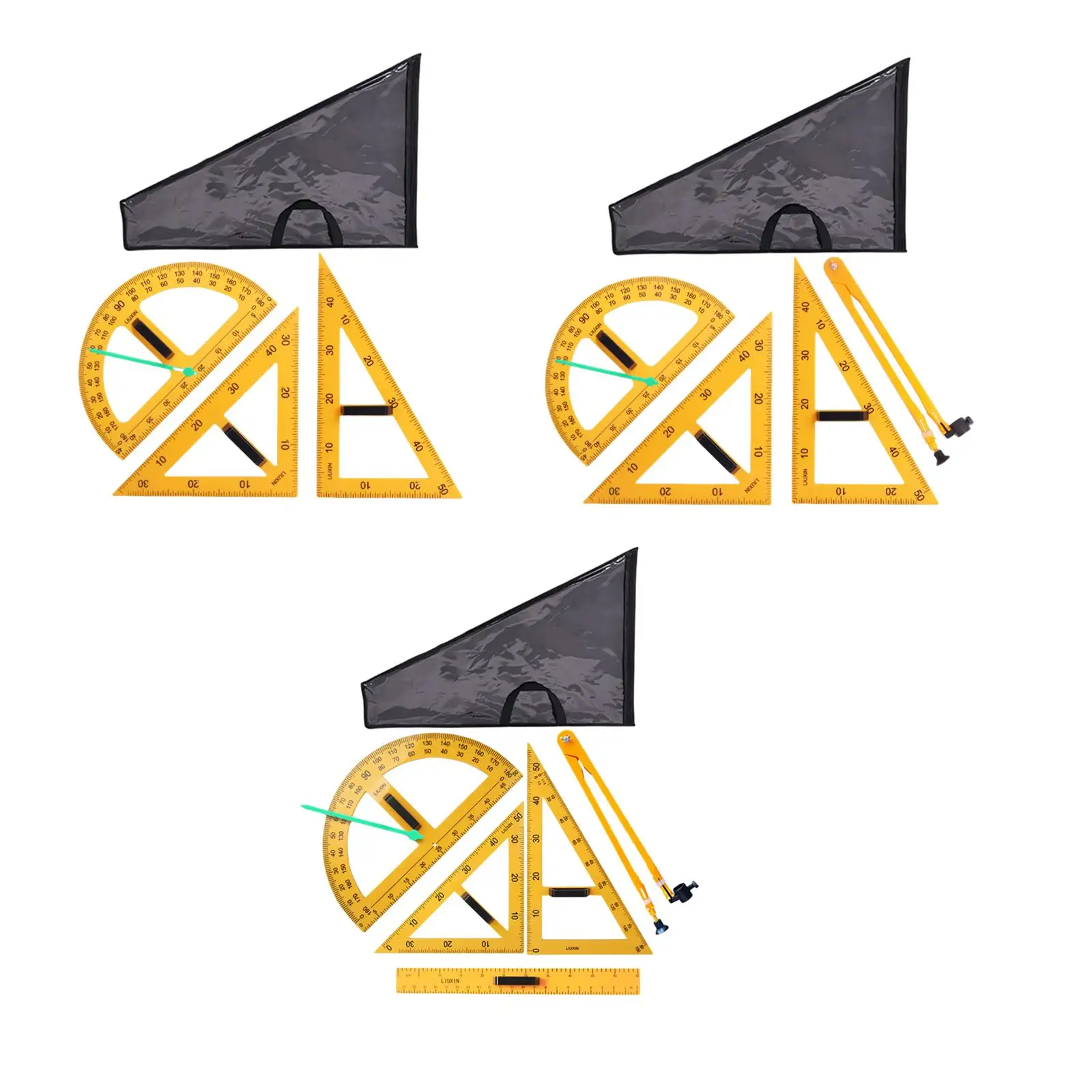 Kits de règles de géométrie mathématique, règles d'enseignement multifonctions pour bureau et salle de classe
