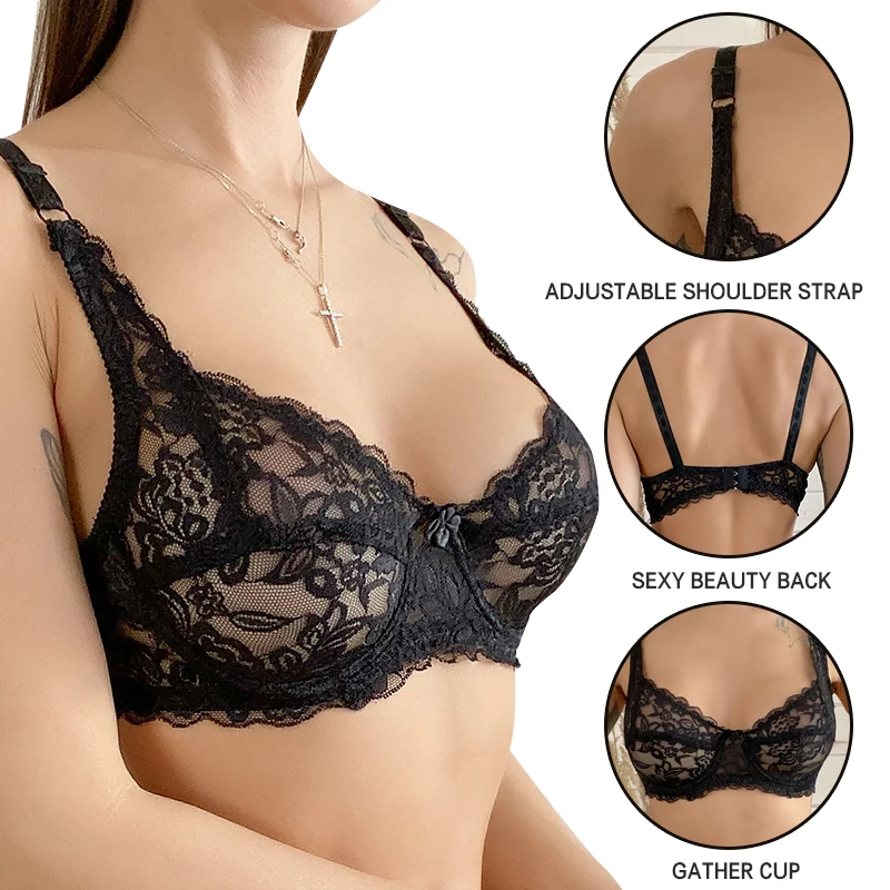 

Women Sexy Lace Bras Plus Size Push Up Bralette Hollow Out Lingerie Embroidery Bra Brassiere Female Underwired Underwear