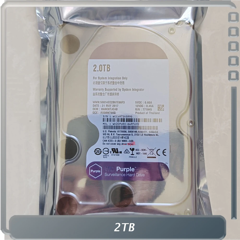 Wd20Purx 2T 3.5 "Dvr Di Sorveglianza 7200 Rpm Disco Viola