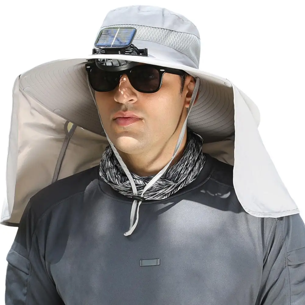 

Летняя Большая мужская шляпа от солнца для улицы, Солнцезащитная женская шляпа с солнечной батареей и большим ветром, шляпа для рыбалки