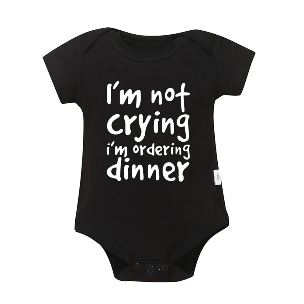 Baby I'm Not Crying 2024 Newborn Baby Bodysuits Summer Boys Girls Romper Body Pregnancy Reveal Clothes 3