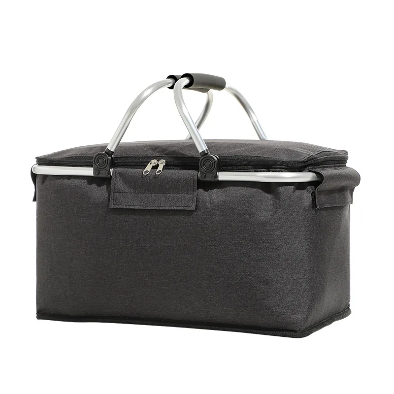 

Outdoor thermal insulation basket aluminum foil thickened picnic basket oxford cloth folding picnic bag incubator ice pack ice b