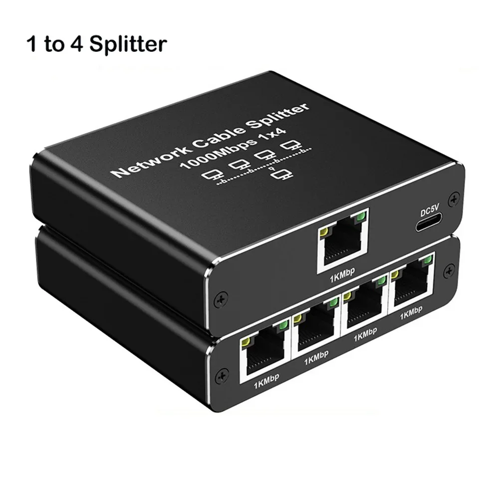 Gigabit Ethernet Adapter & Splitter - High-Speed 4-Port RJ45 LAN Hub