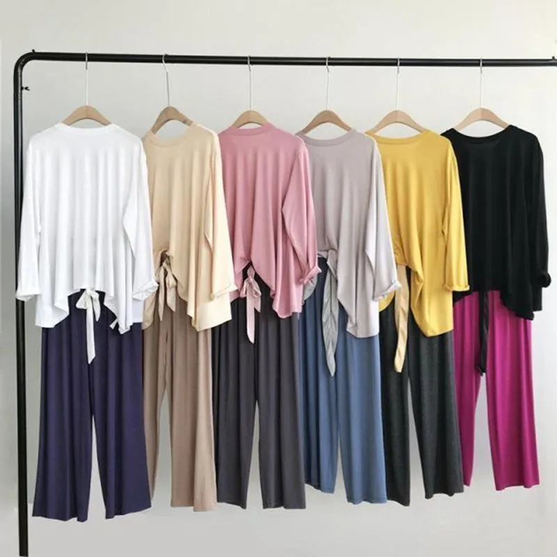 Manches longues Modal Pamas ensemble femmes à manches longues pantalon 2 pièces/costume Cool Homewear survêtement 2020 mode Sexy automne grand_voghion.com