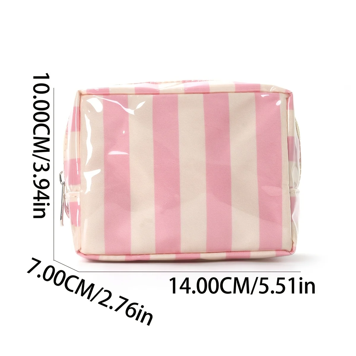 Chic Striped Mini Makeup Bag with Zipper - Stylish Cosmetic Pouch