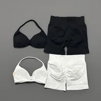 2 Piece Sports Gym Set Strappy Bra Yoga Underwear Short Sport Leggings Bicycle Running Sportswear Woman Seamless Yoga Set - Image 6