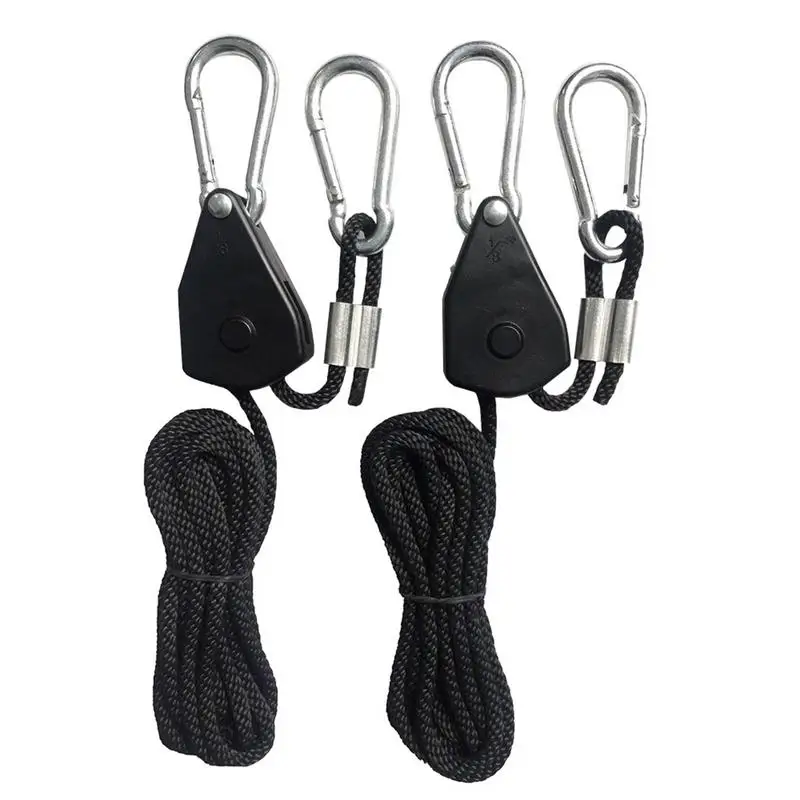 

2pcs 1/8 Inch Adjustable Reinforced Hangers Hanging Ratchet Pulley Grow Duty Rope Pulley Duty Clip Plant Grow Ropes