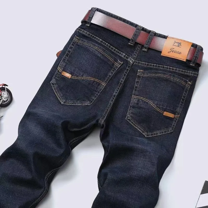 2025 New Business Men's Jeans Casual Comfortable Straight Stretch Fashion Classic Premium Blue Black Denim Pants Large Pants 6