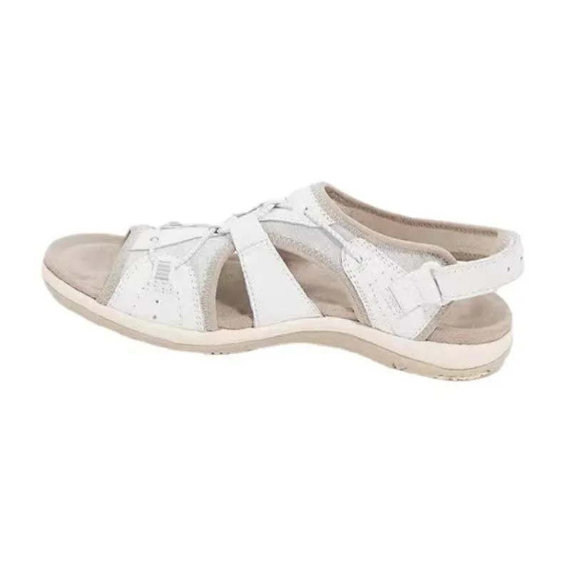 Roman slope heel sandals round toe retro one size large beach solid color sandals for women