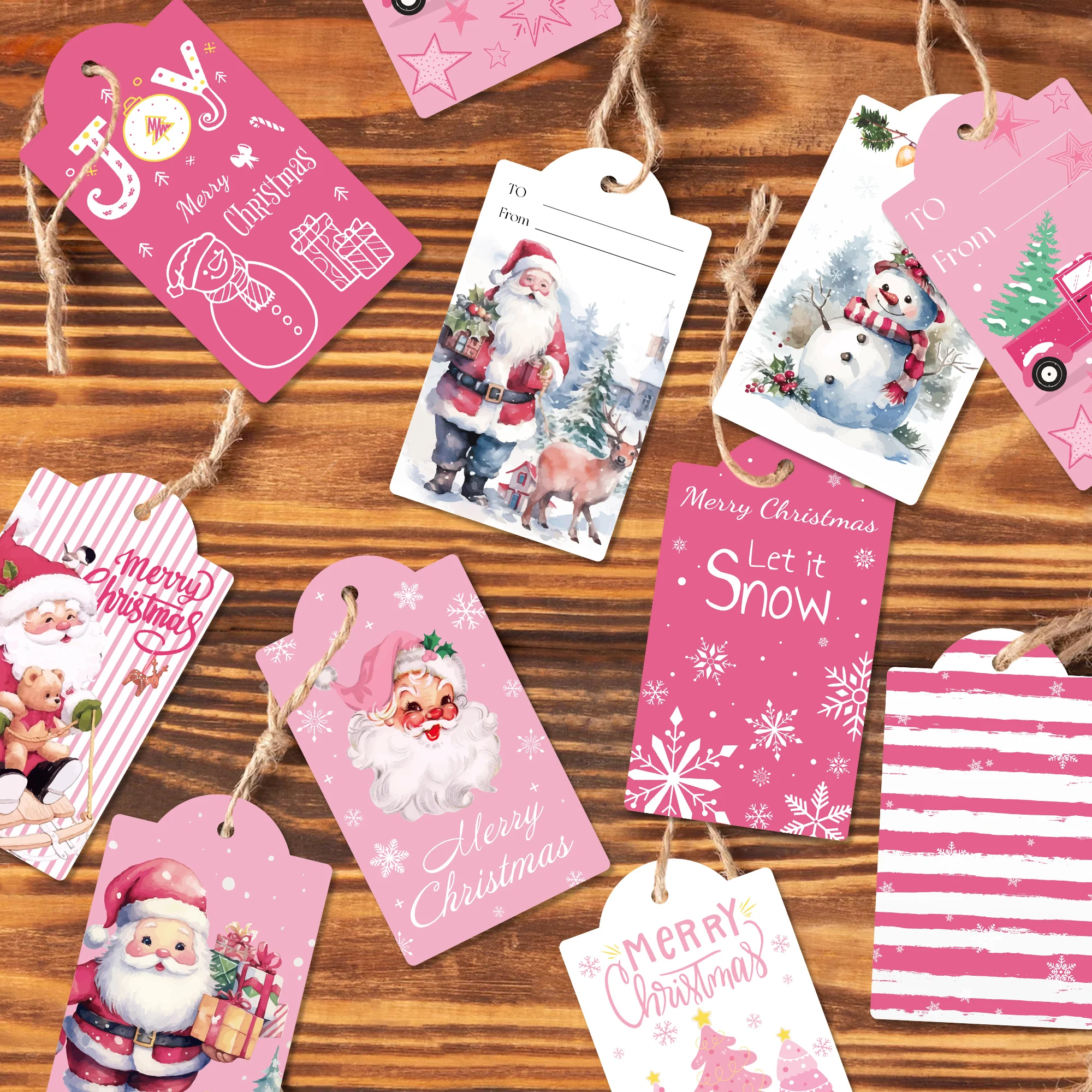 60 stücke Weihnachten Santa Claus Papier Tag mit String Nussknacker Geschenk Verpackung Label Box Dekoration Karte Für Weihnachten Party Liefert – Detail 5
