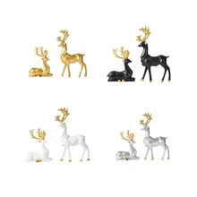 

Nordic Style Origami Elk,Resin Sitting Standing Deer Statues, Reindeer Figurines,Ornaments For Home Decoration