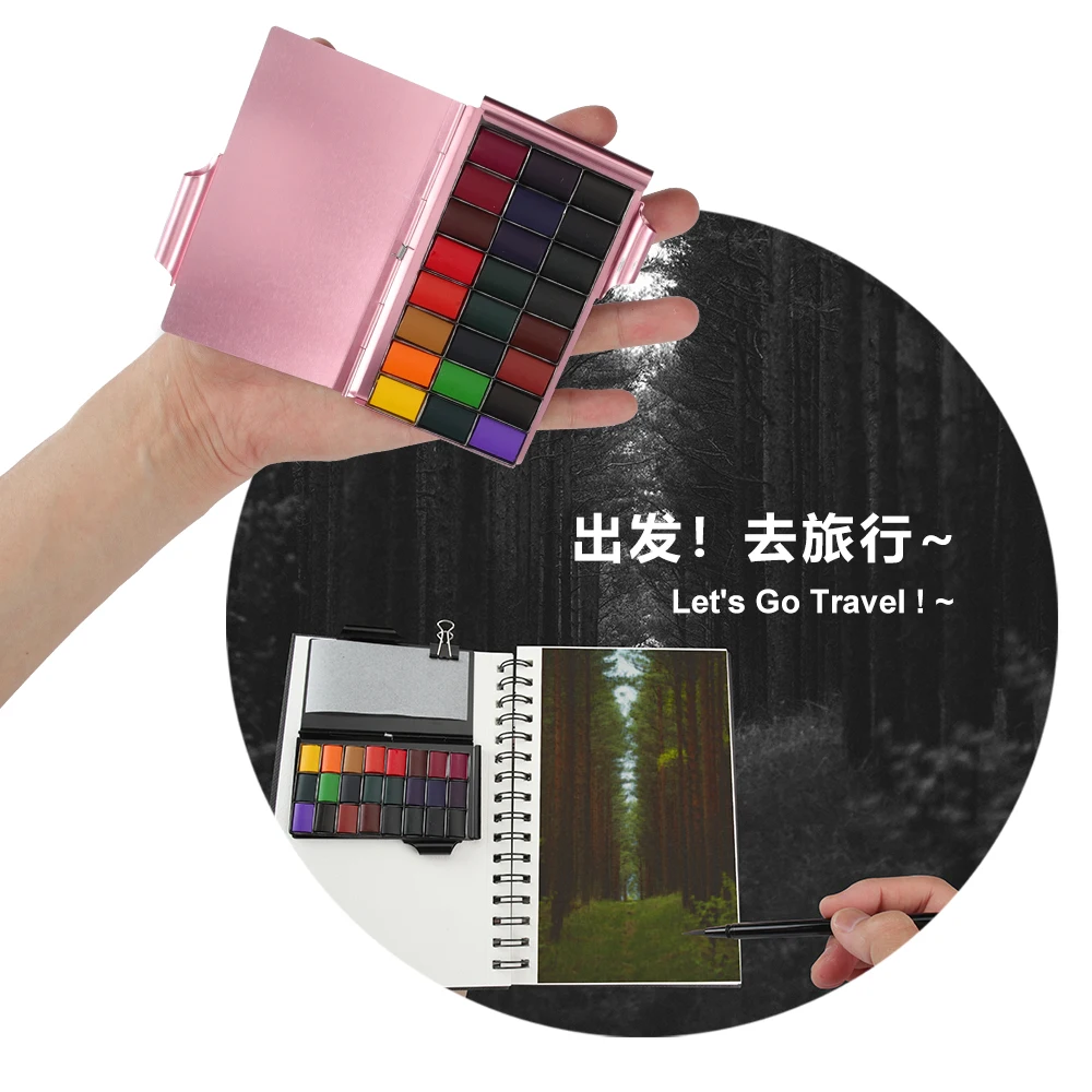 24color Watercolor Painting Set with 1pc Metal Painting Brush Pen Palette watercolor painting set watercolor paint watercolor pigment