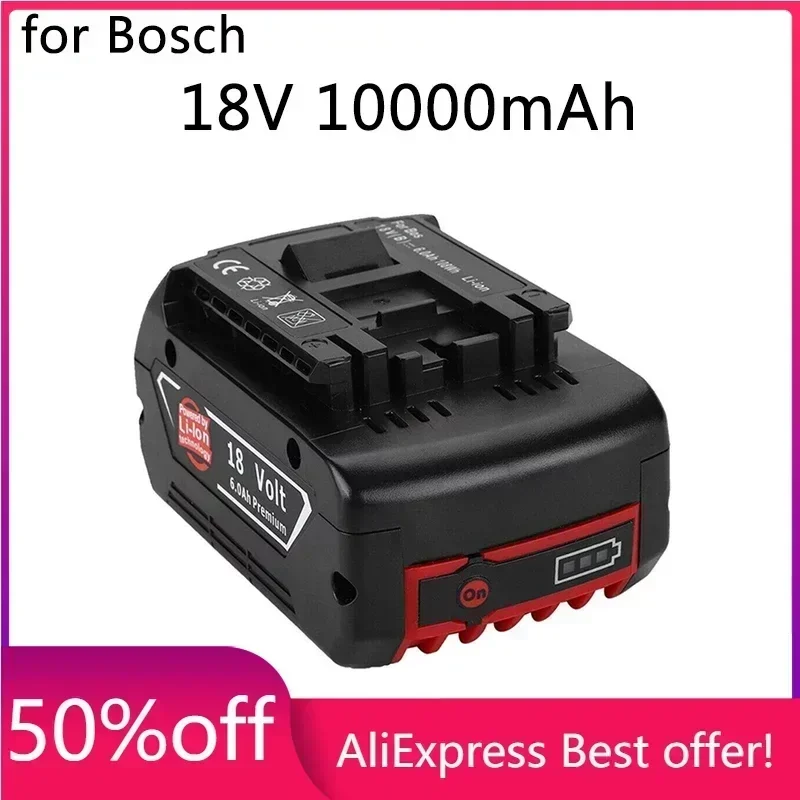 

For 18V Bosch 10000mAh Rechargeable Power Tools Battery with LED Li-ion Replacement BAT609, BAT609G, BAT618, BAT618G, BAT614